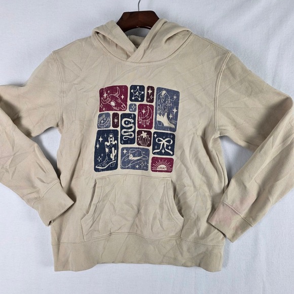 Ariat Other - Ariat Kid's Western Graphic Beige Fleece Pullover Hoodie Size Youth L/12